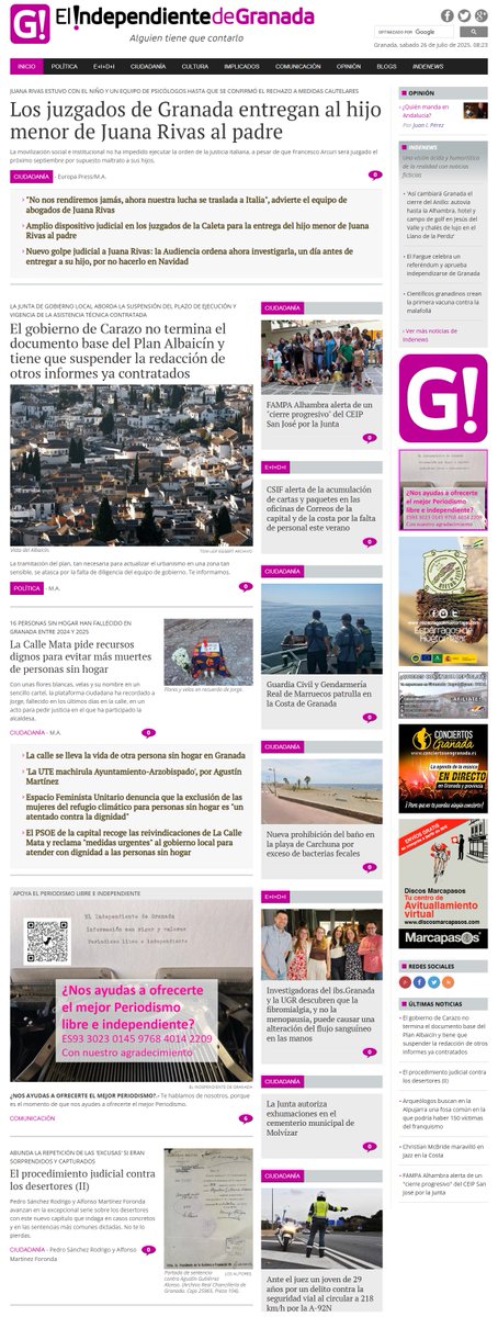 IndeGranada's tweet image. #BuenosDías Porque te mereces la mejor información, en elindependientedegranada.es te ofrecemos noticias, análisis y enfoques críticos que no encontrarás en otros medios. Gracias, lector y lectora, por sostener un #periodismo valiente y sin ataduras.