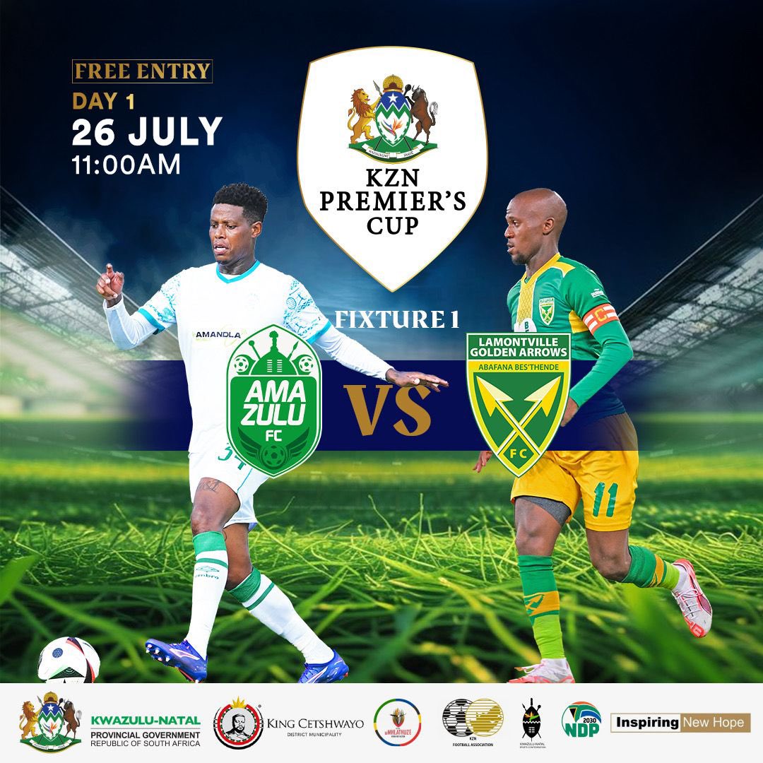 HighPressZA's tweet image. 𝙋𝙍𝙀-𝙎𝙀𝘼𝙎𝙊𝙉 ⚽️
𝙋𝙍𝙀𝙈𝙄𝙀𝙍𝙎 𝘾𝙐𝙋 🏆
𝘼𝙈𝘼𝙕𝙐𝙇𝙐 𝙁𝘾 🆚 𝙂𝙊𝙇𝘿𝙀𝙉 𝘼𝙍𝙍𝙊𝙒𝙎
🏟️ 𝙐𝙈𝙃𝙇𝘼𝙏𝙃𝙐𝙕𝙀 𝙎𝙋𝙊𝙍𝙏𝙎 𝘾𝙊𝙈𝙋𝙇𝙀𝙓
📆 𝙎𝙖𝙩𝙪𝙧𝙙𝙖𝙮, 26 𝙅𝙪𝙡𝙮
⏰ 11 : 00
📺 𝙇𝙞𝙫𝙚 𝙎𝙩𝙧𝙚𝙖𝙢
🎫 𝙁𝙧𝙚𝙚 𝙀𝙣𝙩𝙧𝙮