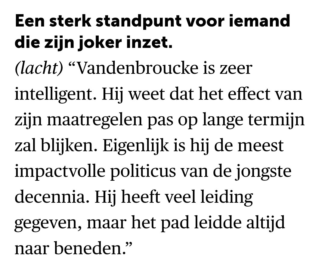 Quasi niemand die het heeft over FVDB tijdens de coronaperiode.

Zal waarschijnlijk zijn meest schadelijke passage zijn.

Autoritaire maatregelen en massaal geld uitgeven.

Zo'n periode is ideaal voor een verlichte autoritair en desastreus voor ons.

demorgen.be/nieuws/frank-v…