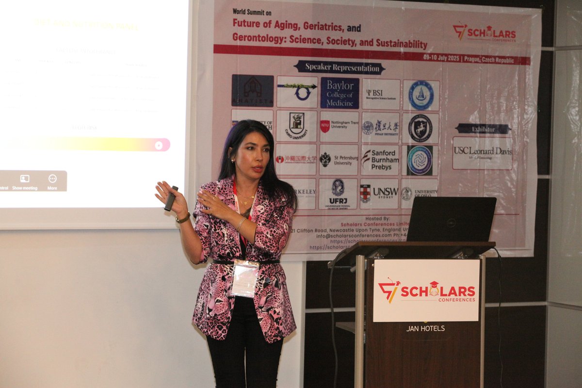 ConferenceAging's tweet image. Thank you, Dr. Hulya Ozudogru (Mersin University/ Epigenetic Coaching, UK) for your insightful talk at #WCFA2025:
 &quot;Can We Chemically Reprogram Aging? Decoding the Biochemistry of Longevity&quot;
Next: #WCFA2026 | July 20–21, 2026 | Vienna
🔗 scholarsconferences.com/aging-geriatri…

@ScholarsConfer1