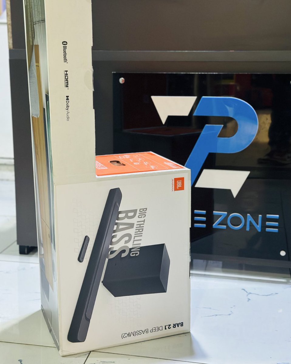 PhoneZoneKe's tweet image. Jbl Bar 2.1 Deep Bass MK2
Kshs 40,000
•2.1-Channel Configuration
•Up to 300W of Total Power
•Dolby Digital & JBL Surround Sound
•Bluetooth Audio Streaming
•USB-A Port for MP3/WAV Playback
•1 x HDMI & 1 x Optical Inputs
•HDMI ARC Support
•Wall Mountable with Included…