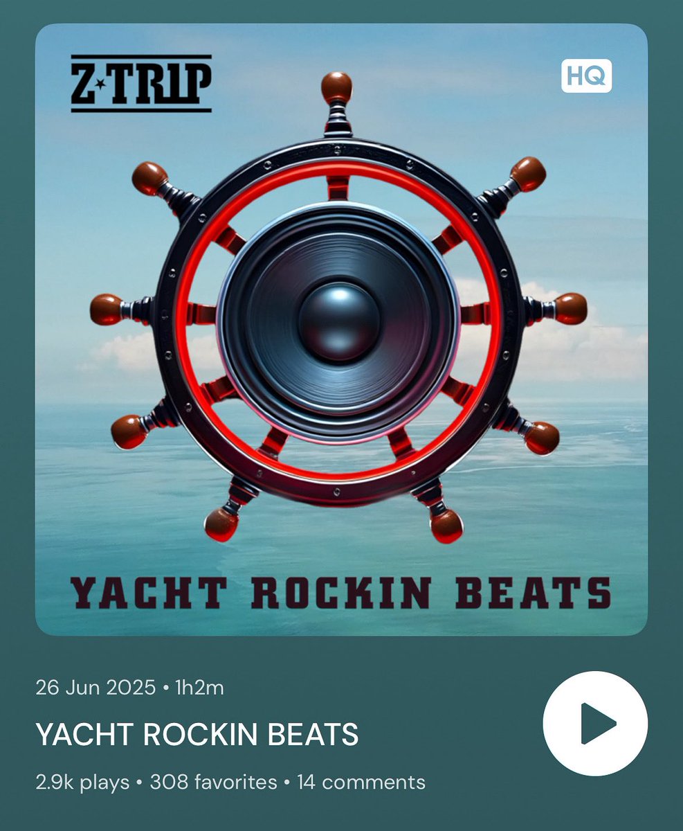 DJ DS (@djds79743329) on Twitter photo Gym soundtrack for today: Z-Trip - Yacht Rockinā Beats
Iām off on holiday tomorrow so I thought Iād set sail with <a href="/ztrip/">DJ Z-TRIP</a> as he drops anchor on his latest mixtape, Yacht Rockinā Beats. Whether youāre a crate-digger or a hip-hop head, smooth never sounded so good!! #YachtRock Gym soundtrack for today: Z-Trip - Yacht Rockinā Beats
Iām off on holiday tomorrow so I thought Iād set sail with <a href="/ztrip/">DJ Z-TRIP</a> as he drops anchor on his latest mixtape, Yacht Rockinā Beats. Whether youāre a crate-digger or a hip-hop head, smooth never sounded so good!! #YachtRock