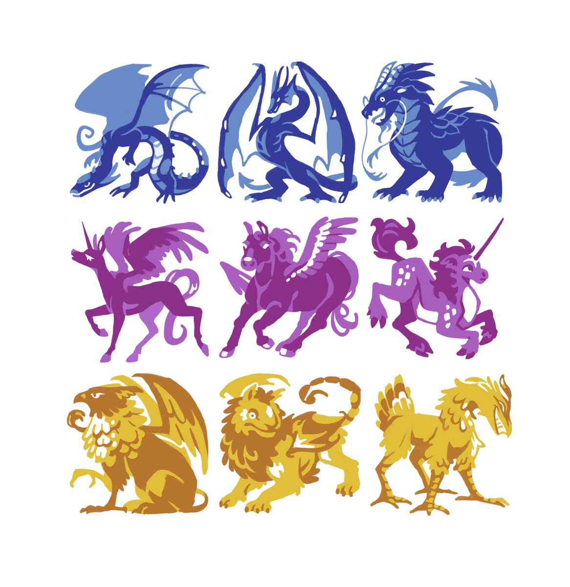 Rozetta_RP's tweet image. Artwork examples of various different Mythical Creatures! Artwork done by @AkaPanuka