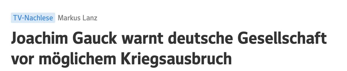 KlocknerMarcus's tweet image. &quot;Gauck warnt deutsche Gesellschaft vor möglichem Kriegsausbruch&quot;. Warnung vor &quot;Kriegsausbruch&quot; - interessant! &quot;Kriegesausbruch&quot; - lässt sich nicht fassen. Wie wäre es mit einer Warnung vor Politikern, die eine kriegstreiberische Politik veranschlagen?