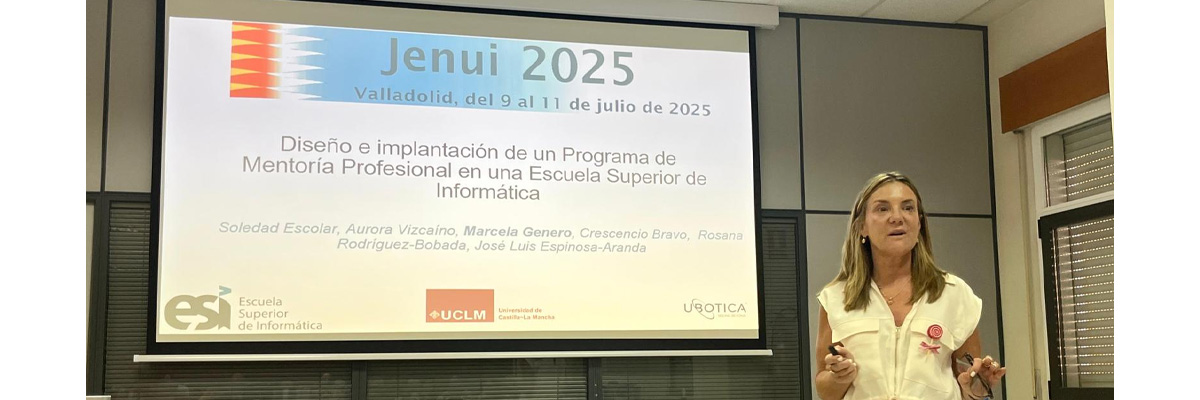 GRUPO ALARCOS (@grupoalarcos) on Twitter photo Nuestra compañera Marcela Genero ha presentado en las <a href="/jenuiconf/">JENUI 2025</a> el artículo: Diseño e implantación de un programa de mentoría profesional en una Escuela Superior de Informática.
+Info: alarcos.esi.uclm.es/N.php?id=2215 Nuestra compañera Marcela Genero ha presentado en las <a href="/jenuiconf/">JENUI 2025</a> el artículo: Diseño e implantación de un programa de mentoría profesional en una Escuela Superior de Informática.
+Info: alarcos.esi.uclm.es/N.php?id=2215