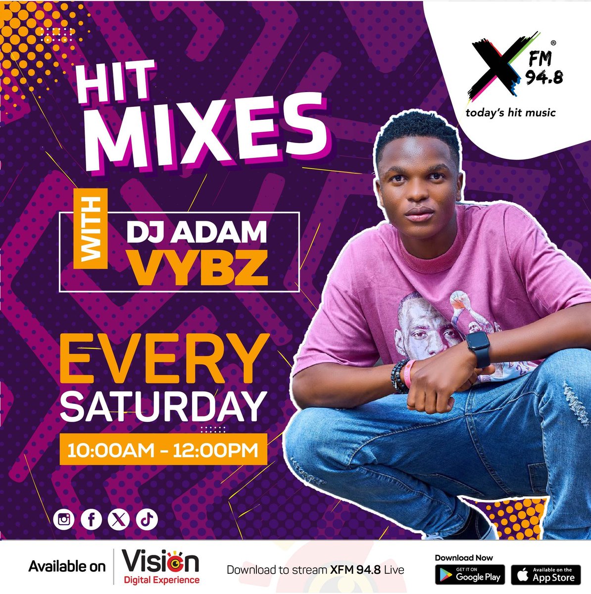 XfmUG's tweet image. Your Saturday just gets better on Today's Hit Music because Dj Adams Vybz is coming up with the Hit Mixes