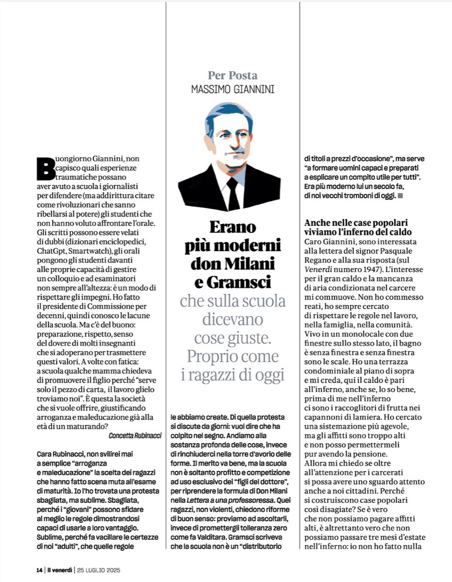 MassimGiannini's tweet image. “Gli studenti che rifiutano la maturità, i vecchi tromboni che li condannano: cronache da una scuola a pezzi”: la mia rubrica su @ilvenerdi.
