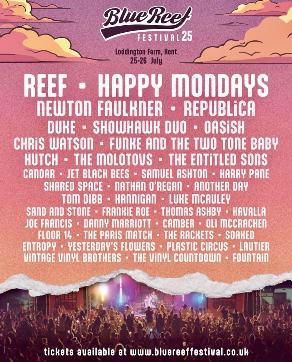 Shaun Ryder (@officialswr) on Twitter photo .
π₯ TONIGHT!!! π₯
.
Happy Mondays headline Blue Reef Festival in Maidstone, Kent - on stage 9.10pm ποΈπΊπ»πΈπͺπ₯³
.
Ticketsππ»
.
bluereeffestival.co.uk/event-details/β¦
.
#HappyMondays #BlueReefFestival #Maidstone #Kent #Livemusic
<a href="/blue_reef_fest/">Blue Reef Fest</a> .
π₯ TONIGHT!!! π₯
.
Happy Mondays headline Blue Reef Festival in Maidstone, Kent - on stage 9.10pm ποΈπΊπ»πΈπͺπ₯³
.
Ticketsππ»
.
bluereeffestival.co.uk/event-details/β¦
.
#HappyMondays #BlueReefFestival #Maidstone #Kent #Livemusic
<a href="/blue_reef_fest/">Blue Reef Fest</a>