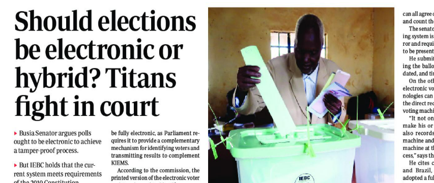 MzalendoWatch's tweet image. Busia Senator, Okiya Omtatah, in his case, filed before High Court judges Jairus Ngaah and Hedwig Ongundi, argues that the election should be electronic or a digital system to achieve a tamper-proof process.
via @StandardKenya