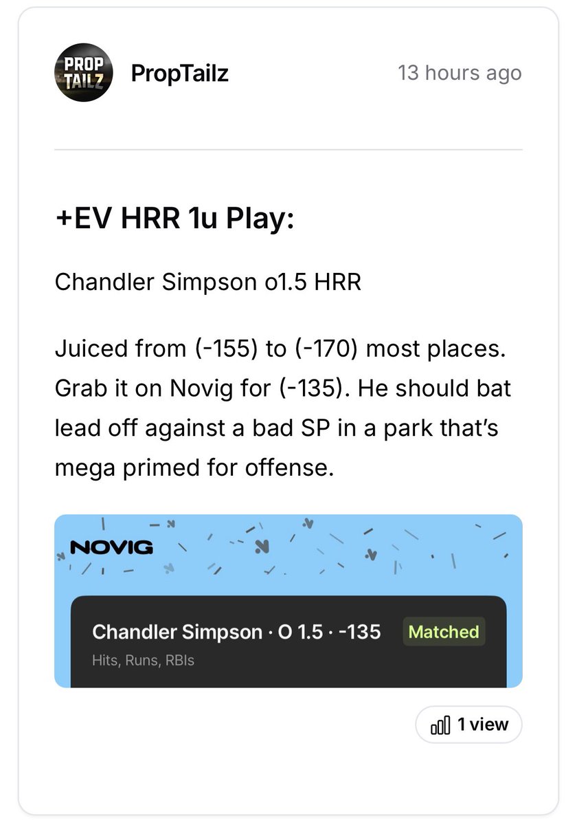 PropTailz's tweet image. When you post 3 +EV early props, and they all hit… 😮💨🔥
Simpson (-135) ✅
Springs (-126) ✅
Walker (-117) ✅
Come get your free trial: dubclub.win/PropTailz/ I don’t take days off; just nonstop +EV every damn day. Volume is king! 📈
#Gambling𝕏 #PlayerProps #Novig