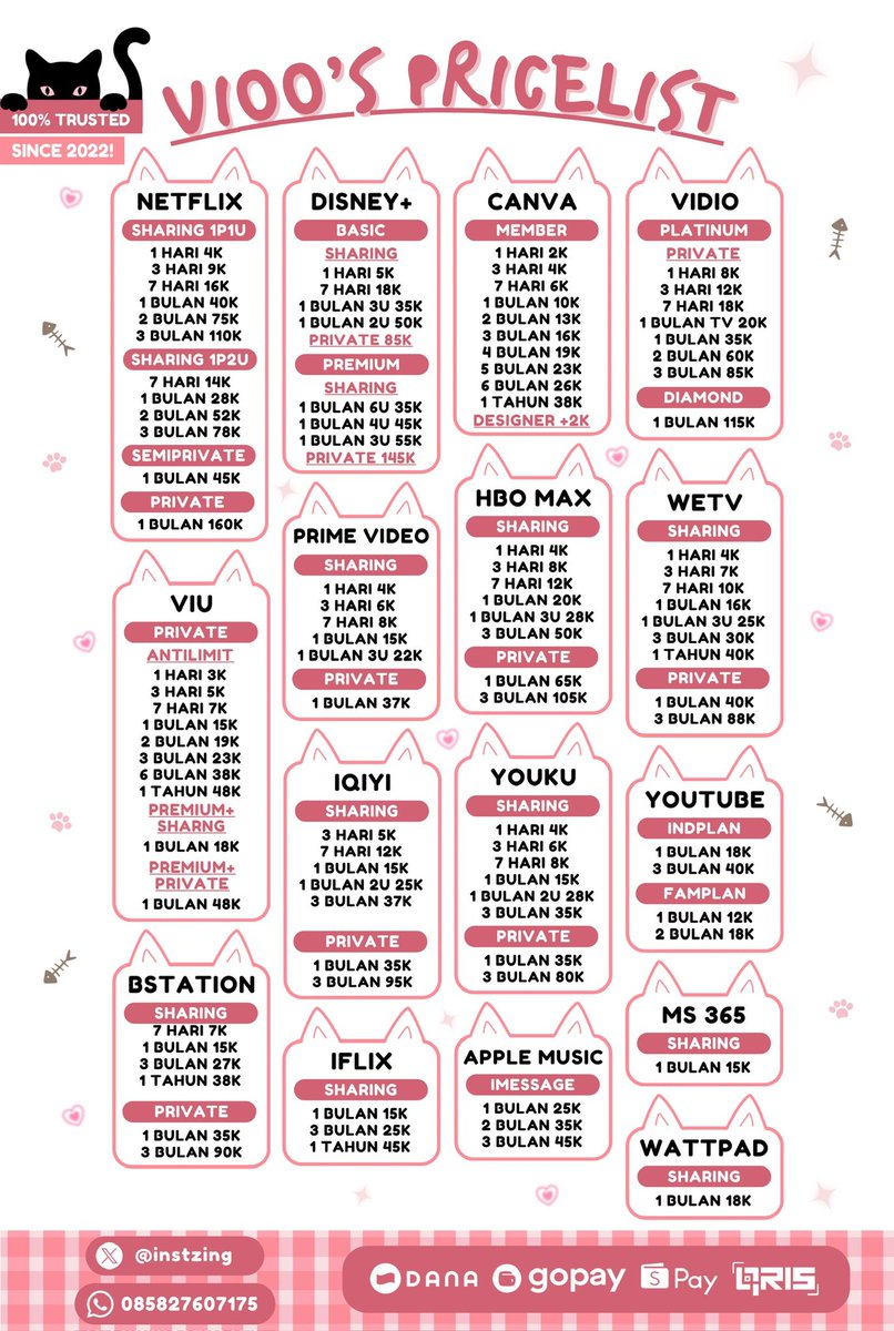 instzing's tweet image. WTS WTB JUAL LANGGANAN APLIKASI PREMIUM MURAH BERGARANSI

— wa s.id/wa-vioo 

VIU CANVA DISNEY NETFLIX IQIYI PRIME VIDEO WETV HBO MAX YOUTUBE BSTATION VIDIO 

#zonauang a