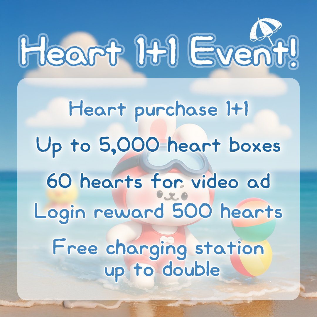 PJSVOTINGTEAM's tweet image. ๐ข CHOEAEDOL
Beat the heat with this Cool~๐
Heart 1+1 Event! ๐
๐๏ธ July 26-28
๐ 1+1 on Heart Purchases
๐๏ธ Video Ad Hearts: 60
๐ Heart Box: Up to 5,000 โค๏ธ
๐ Login Bonus: 500 โค๏ธ
โก Max 2ร Boost for Free charging station
Let's maximize this for #JISUNG #์ง์ฑ next birthday!