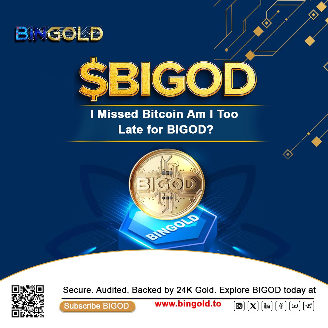 BiGODToken's tweet image. "I Missed Bitcoin… Am I Too Late for BIGOD?"
Not at all — in fact, you might be right on time.
Bitcoin started as a bold idea — and those who saw its potential early? They changed their future.
Today, BIGOD is offering something equally powerful:
💰 A token backed by real,…