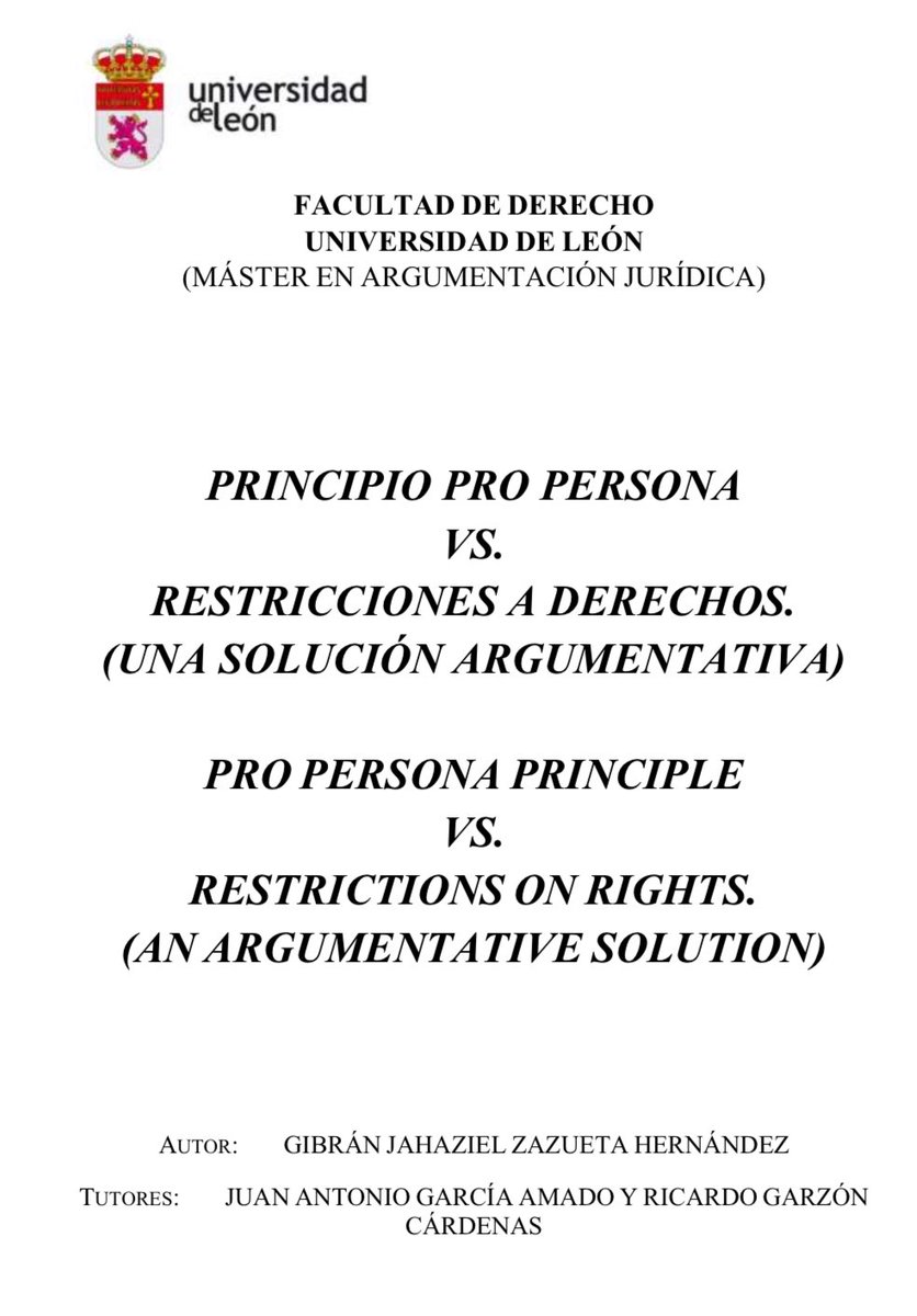 Comparto unas reflexiones de lo que, a grandes rasgos, propuse en mi trabajo del Master en Argumentación Jurídica, sobre algo que nos ocupa y preocupa: las restricciones a derechos a DDHH y la aplicación del principio pro persona.

Me parece que la Nueva Suprema Corte tendrá una