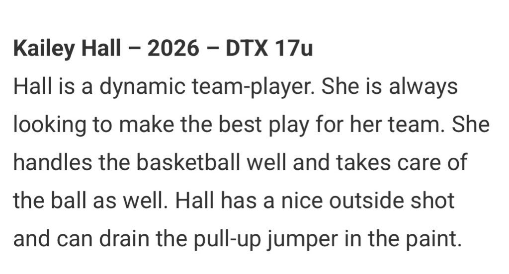 Kaileyhall_'s tweet image. Thank you @JrAllStarBB for the write up! @CoachNoelroman @DTX_Recruiting