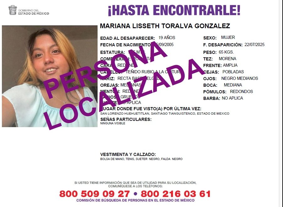 ReporteMxNotic1's tweet image. Mariana Lisseth Toralva González ya fue localizada...
facebook.com/photo/?fbid=11…