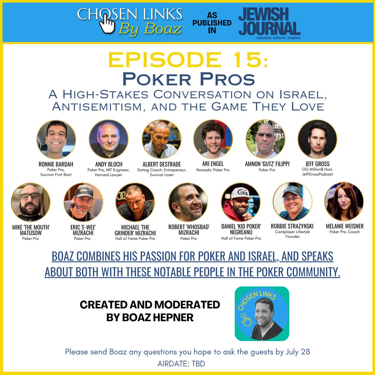 boazhepner's tweet image. I'm excited about every episode I create - why else would I do this (for free!) - but this time I get to talk to some of the greatest poker players in the world, including the guy who literally just won the WSOP Main Event? This is going to be SO. DAMN. FUN.
To be clear, my goal…