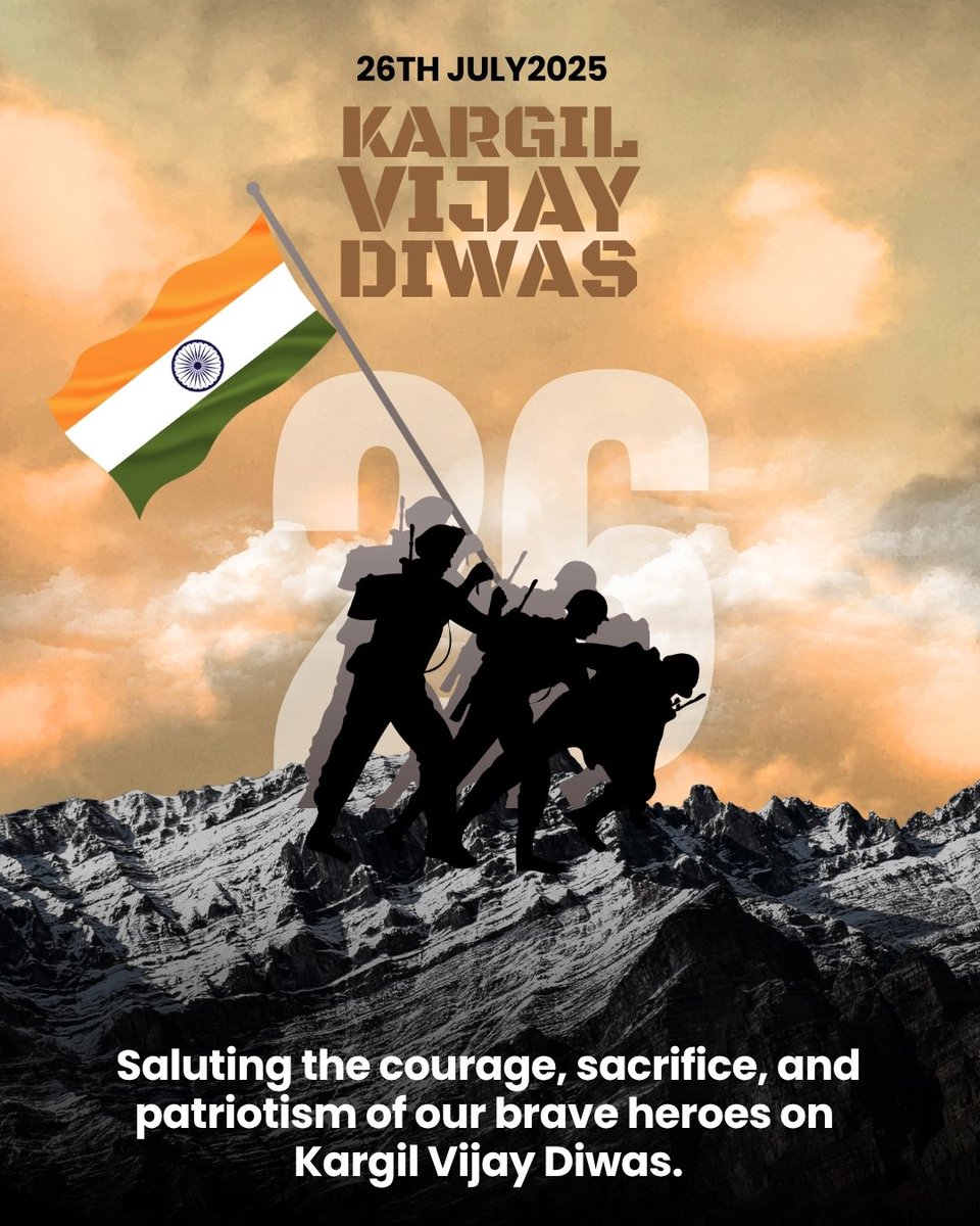 "कारगिल के वीर"

कारगिल के वीरों को शत-शत नमन, जिन्होंने भारत माँ की रक्षा में अपने प्राण न्योछावर कर दिए।

सीमा सुरक्षा बल - सर्वदा सतर्क।
#FirstLineofDefence 
#NationFirst 
#BSF
