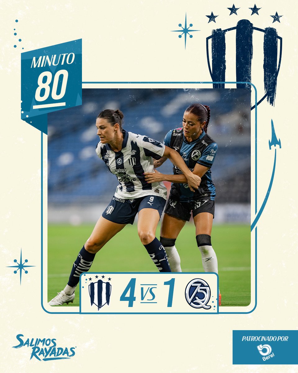 Rayadas's tweet image. 80'โฑ๏ธ| Rayadas ๐ 4-1 ๐ Querรฉtaro
Recta final del partido. ยกCon todo, Equipo! ๐ฅ
@GrupoBerel