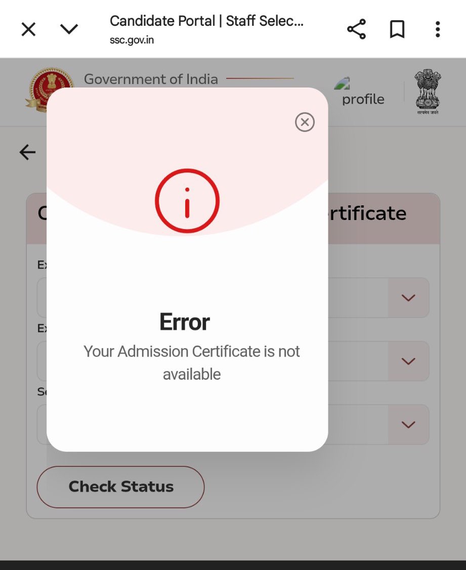 SSC आयोग से जितना कोशिश करे सुधार की ये उतना ही और ख़राब होता जा रहा है !
ssc phase exam कि जिन छात्रों की परीक्षा है उनके admit card ही नहीं जारी हुए है और जारी भी हुए है तो बिल्कुल ब्लेंक! 
#sscadmitcard #SSCVendorFailure 
<a href="/DoPTGoI/">DoPT</a>