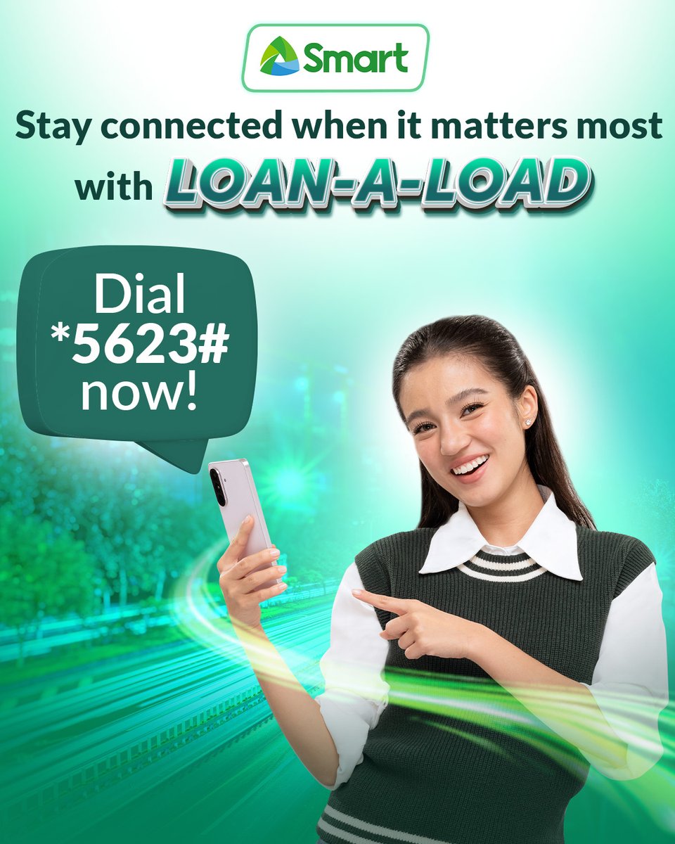 LiveSmart's tweet image. Urgent moments call for instant connection.
Dial *5623# to Loan-A-Load so you can stay online, updated, and in touch wherever you are.
Learn more here: facebook.com/share/v/1AApEP…