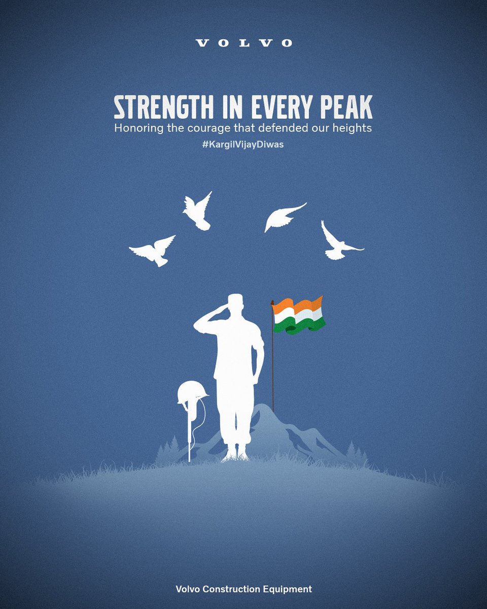 On Kargil Vijay Diwas, we salute the heroes whose unwavering bravery secured our peaks and protected our homeland. Their sacrifice reminds us that true strength comes from standing firm; no matter how steep the climb.​

​#Volvo #VolvoCE #BuildingTomorrow #KargilVijayDiwas