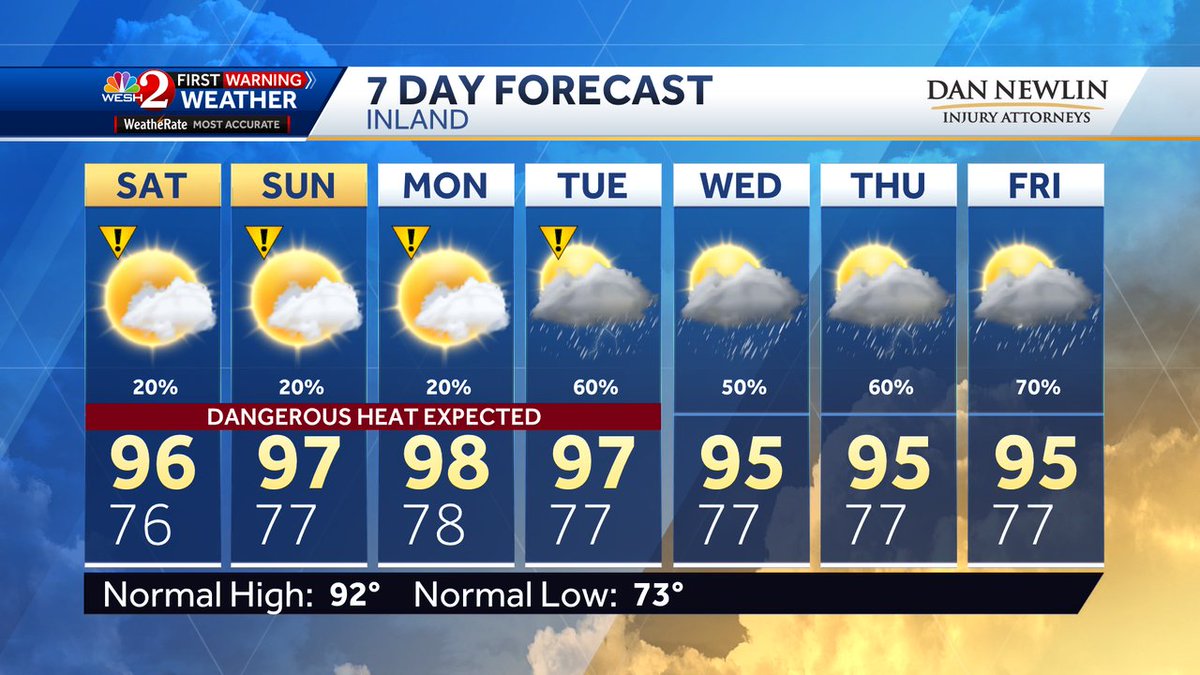TMainolfiWESH's tweet image. Here's a look at Central Florida's Updated 7 day forecast. Check back in for updates on @WESH.