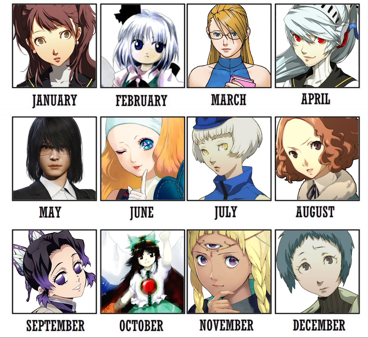 AccurstMaiden's tweet image. your birth month = my favourite character!