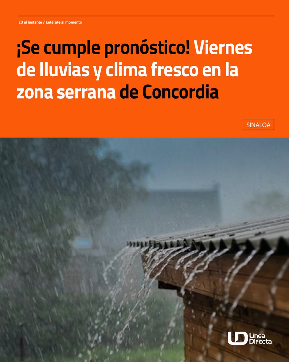 linea_directa's tweet image. ¡Se cumple pronóstico! 🤓 Viernes de lluvias 🌧️ y clima fresco ☕ en la zona serrana🌳 de Concordia📍
ldportal.com/4570UkT
↪️ En la comunidad de Santa Lucía se registraron precipitaciones, tal como estaba pronosticado para este día.