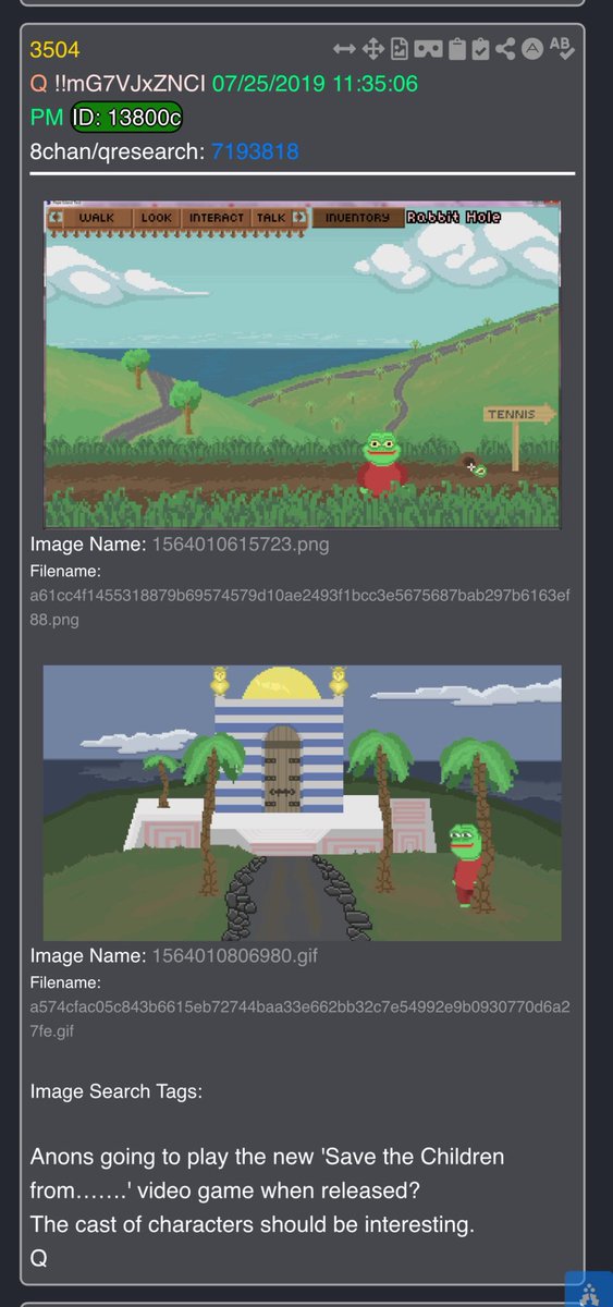 truestormyjoe's tweet image. 7/25/25
Maxwell granted limited immunity
7/25/19
3 Epstein Island Q deltas
Including
Anons going to play the new 'Save the Children from…….' video game when released?
The cast of characters should be interesting.
Q