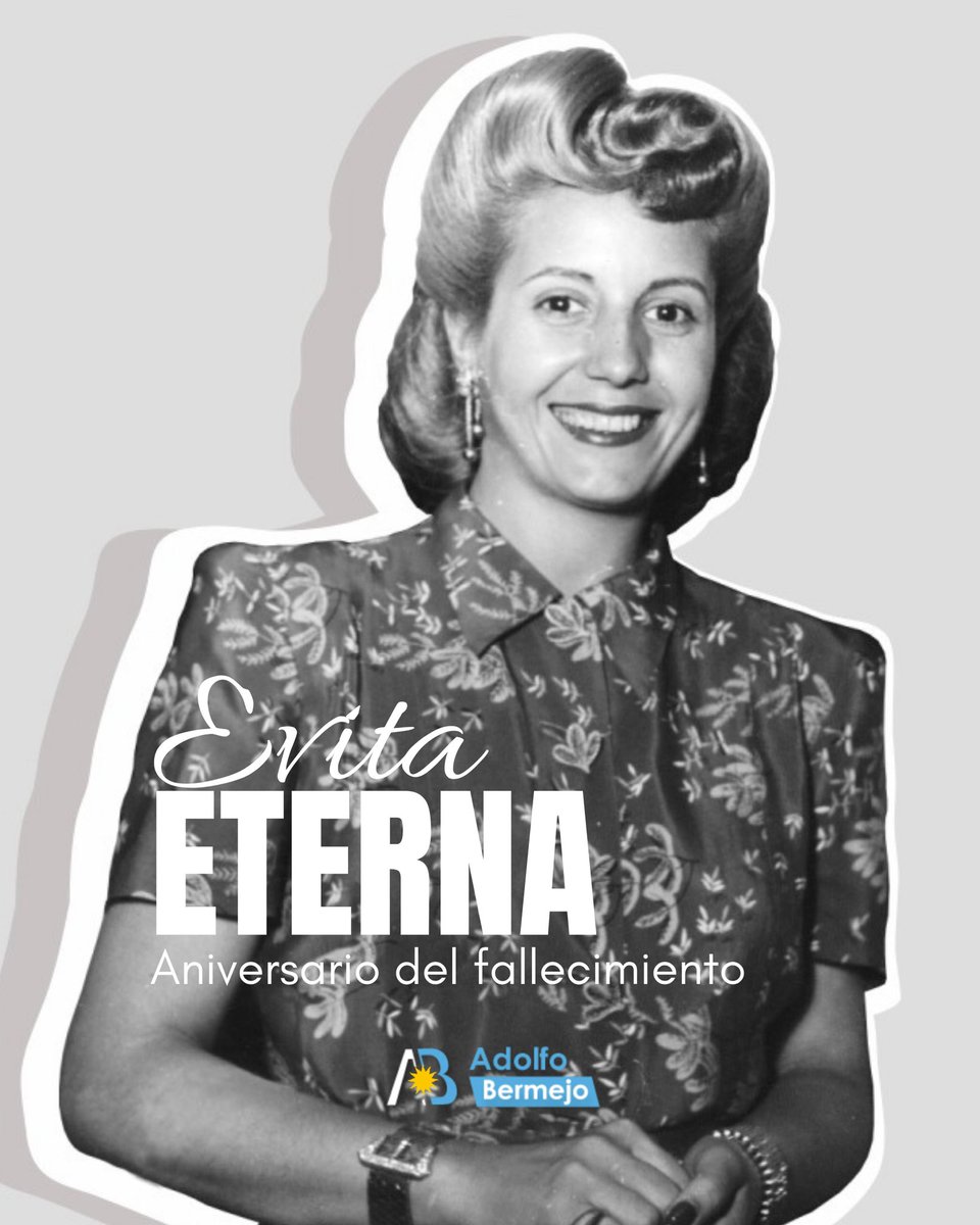 Evita, la mujer que abrazó al pueblo con pasión, justicia y coraje. 
Tu legado sigue latiendo en cada lucha por los derechos de las mujeres, los trabajadores, y los más humildes. 
En estos tiempos: “Donde hay una necesidad, nace un derecho"…es urgente.
#EvitaEterna