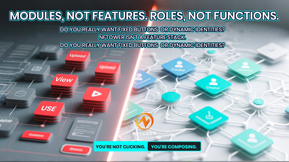 NFTOWER_'s tweet photo. ❓Are you using tools or part of a system?
Most platforms offer buttons. We assign roles.
🧠 At NFTOWER, each module responds to your behavior and contribution.
Structure adapts. Logic remembers.
Welcome to NFTs that think with you.
#NFTOWER #ModularNFT #AdaptiveSystems #NFTLogic https://t.co/0VnNk7su3e