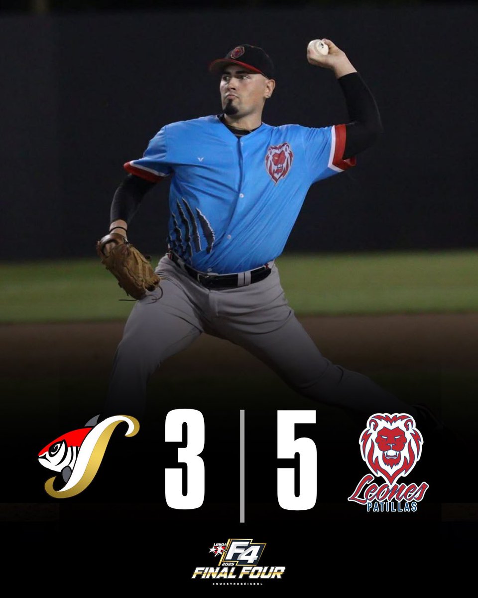 BeisbolDobleA's tweet photo. ➡️ FINAL: Salinas 3 Patillas 5

Ryan Muñoz 6.2 EL. 2 RBI German Morales. 

Serie Semifinal B 1-0 Leones. 

Próximo juego mañana sábado en Salinas, 7:30 pm. 

🎟️ Boletos en https://t.co/QVeG0R8kDB https://t.co/Vz8JuWAmtw
