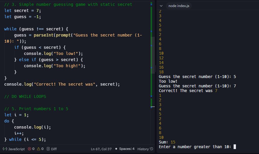 Sakshi1145's tweet image. π Day 8/50: JS Loops
πΉ while runs only if the condition is true upfront
πΉ do...while runs at least once before checking
Master control flow and write cleaner code! π»β¨π
Check out my mini project on CodePen:
π codepen.io/sakshi_Mane/peβ¦
#JavaScript #50DaysOfJsCode #JSloops