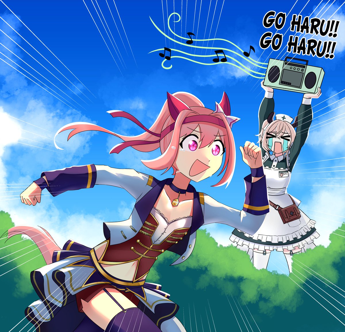 Ediialex's tweet image. Nimi cheering for Haru #nimagery
