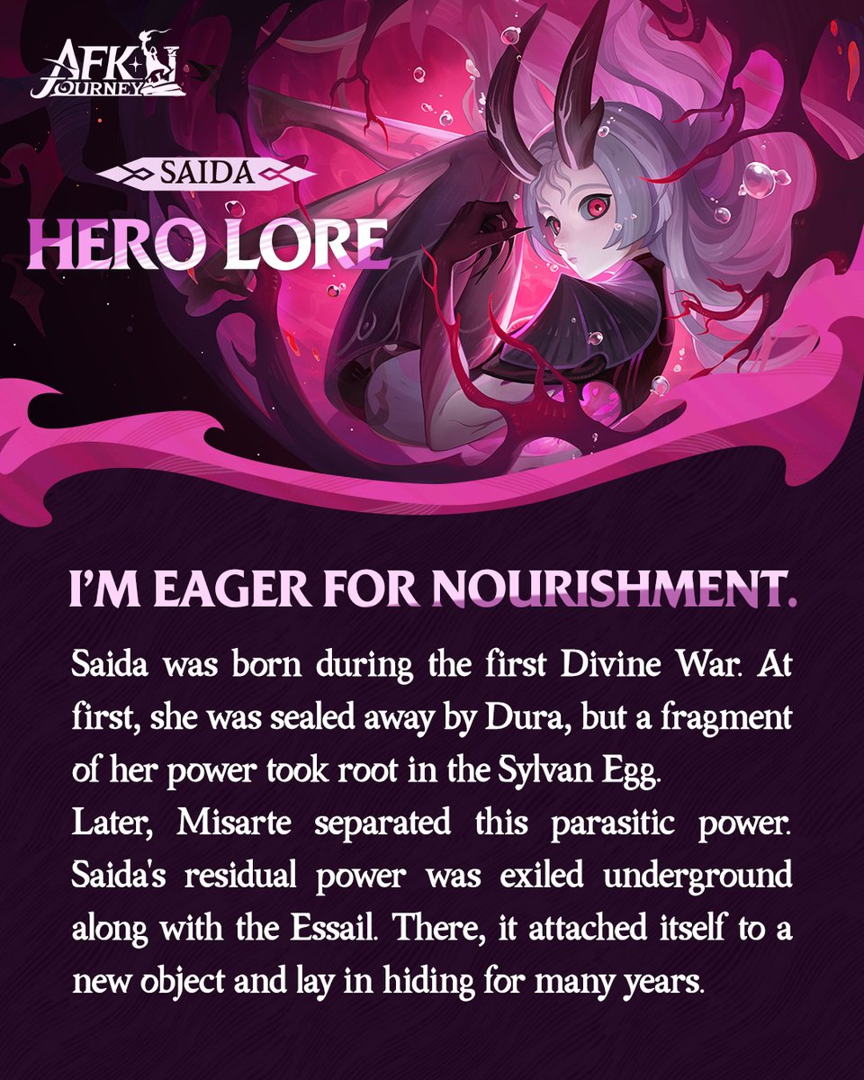 AFK_Journey's tweet image. Sealed during the Divine War, Saida’s power survived in secret.
Now awakened, she returns as a resilient and unstoppable force. #AFKJourney