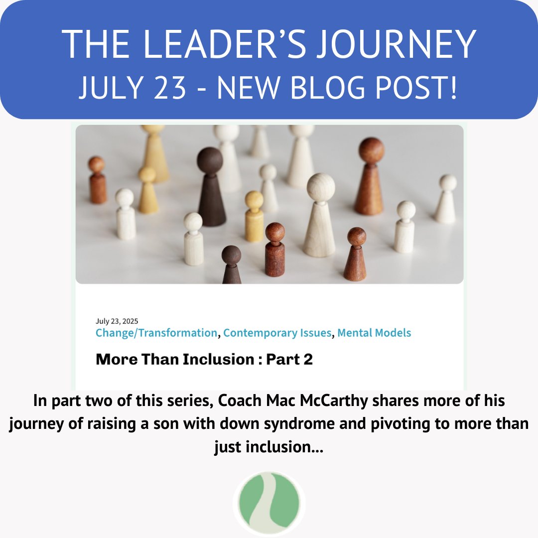 TheLeadersJour1's tweet image. This week, coach Mac McCarthy concludes his story of having a son with Down syndrome in part two of this blog series.
#Change #Transformation #ContemporaryIssues #mentalmodels

Visit our Linktree for more!