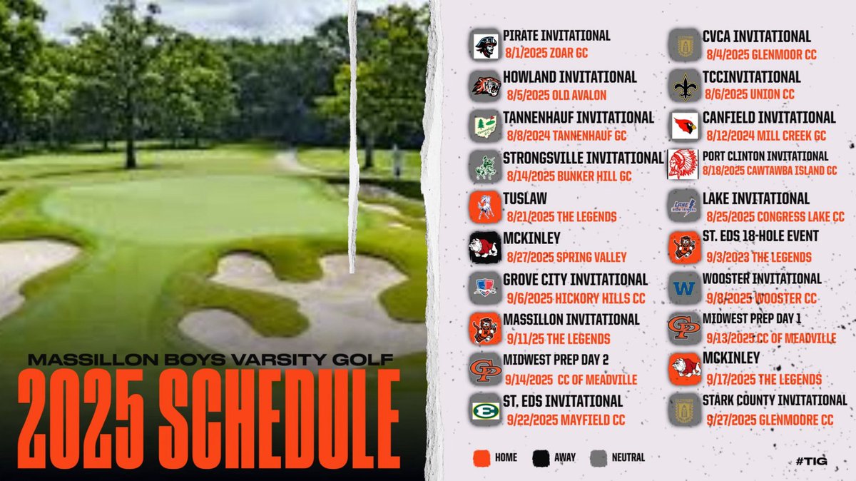The 2025 Massillon Tiger Golf schedule. <a href="/MTigerAthletics/">Massillon Tigers</a> <a href="/massillonwhs/">WHS</a> <a href="/CoachNMoore/">Nate Moore</a>