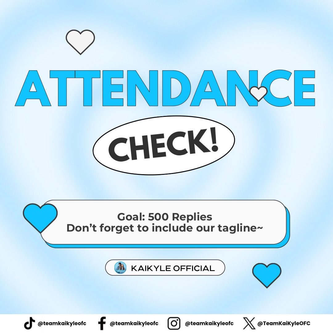 TeamKaiKyleOFC's tweet image. 𝗔𝗧𝗧𝗘𝗡𝗗𝗔𝗡𝗖𝗘 𝗖𝗛𝗘𝗖𝗞 ♡
Let’s see who’s joining our tagline party! If you’re with us, reply “It’s Wisharts time!” as many times as you can, let’s flood the timeline and show our love for Kai and Kyle!
FUNTASTIC TANDEM KAIKYLE