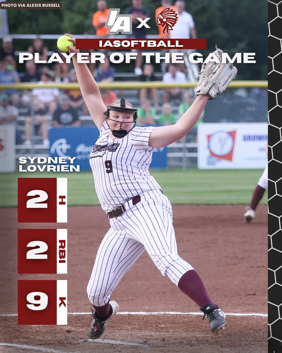 IAsoftball_'s tweet image. 🥎PLAYER OF THE GAME @sydney_lovrien 🥎

#IAsoftball X #iahssb