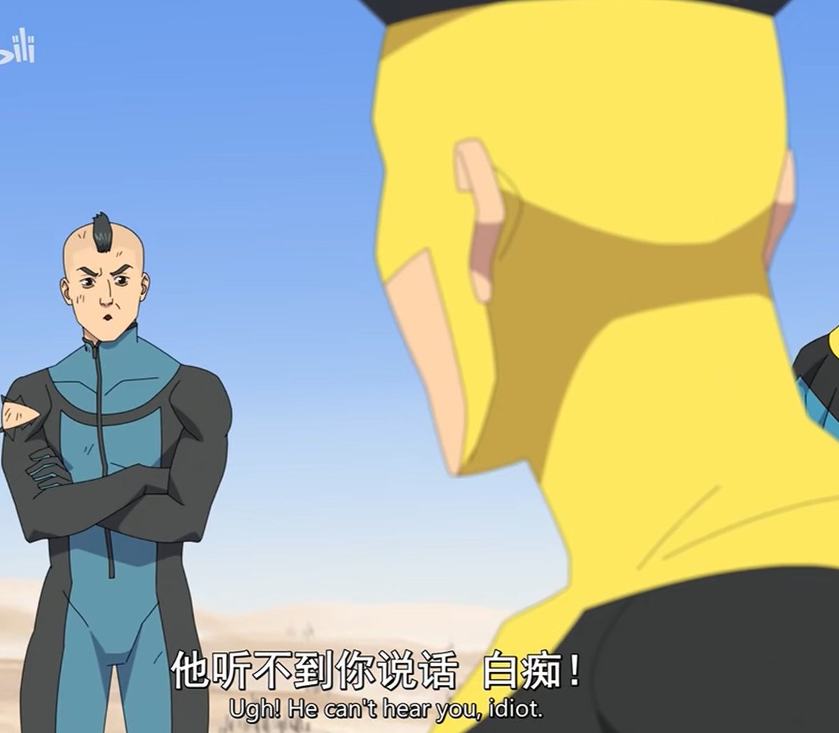 coraisstupid's tweet image. I like how sinister mark turned around to look at mohawk to listen to him speaking. Bro knows his social etiquette 😭 Also he did not get furious and kill mohawk immediately after getting called an idot in his face.