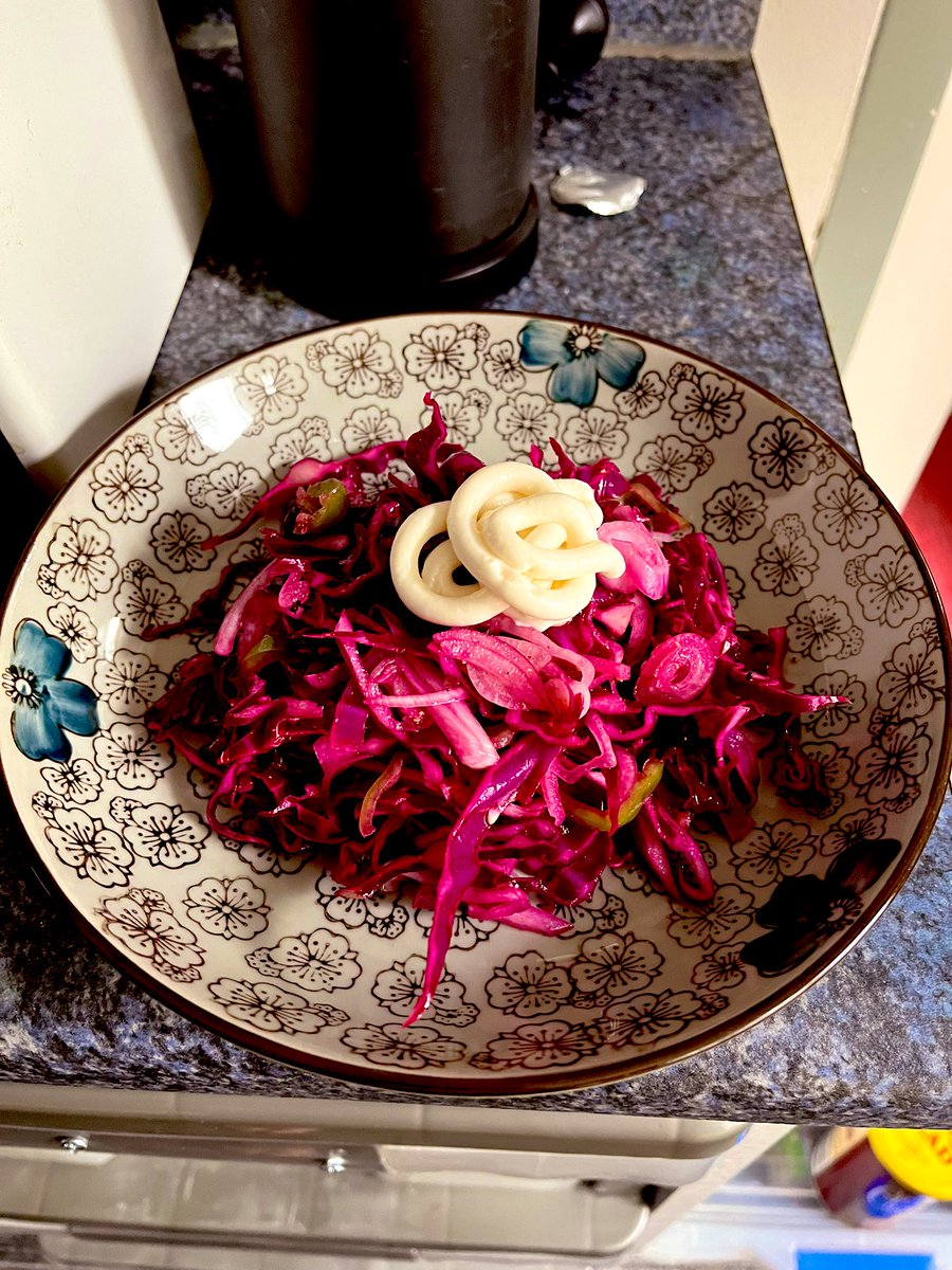 Agent99c's tweet image. Red Cabbage mayonnaise salad
What will go with? #salad #mayonnaise #redcabbage #lunch #Saturday