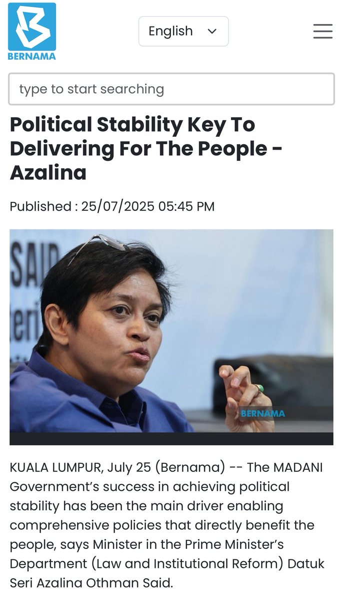 AzalinaOthmanS's tweet image. MADANI BEKERJA
BERSAMA MALAYSIAKU

Liputan berita dalam akhbar-akhbar utama negara mengenai hantaran di media sosial YB Dato’ Sri Azalina Othman Said, Menteri di Jabatan Perdana Menteri (Undang-Undang dan Reformasi Institusi) berkaitan pengumuman penghargaan untuk rakyat oleh YAB…