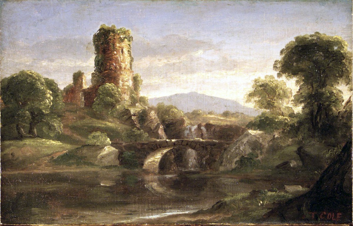 ThomasColeBot's tweet image. Ruined Castle and River brooklynmuseum.org/opencollection…