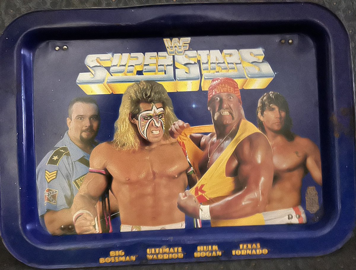 BreckRiley's tweet image. I got mom to dig this out of my old closet tonight.
I’m pretty sure this was used way more as a “foreign object” during wrestling matches with my cousins than it ever was for eating off of.
But figured I’d post for the nostalgia. #HulkHogan #WWF #Wrestling