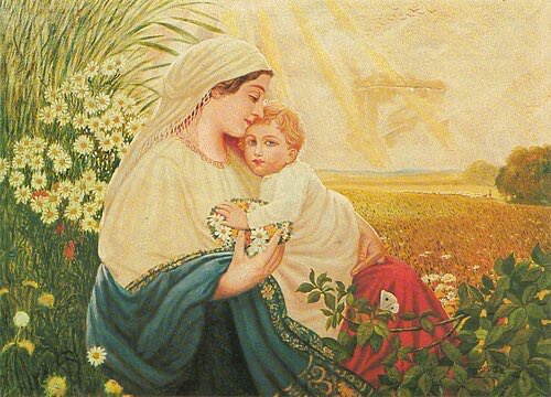 lUncleMustache's tweet image. Our favorite painter painted this in 1913, called “Mother Mary with the Holy Child Jesus Christ”
