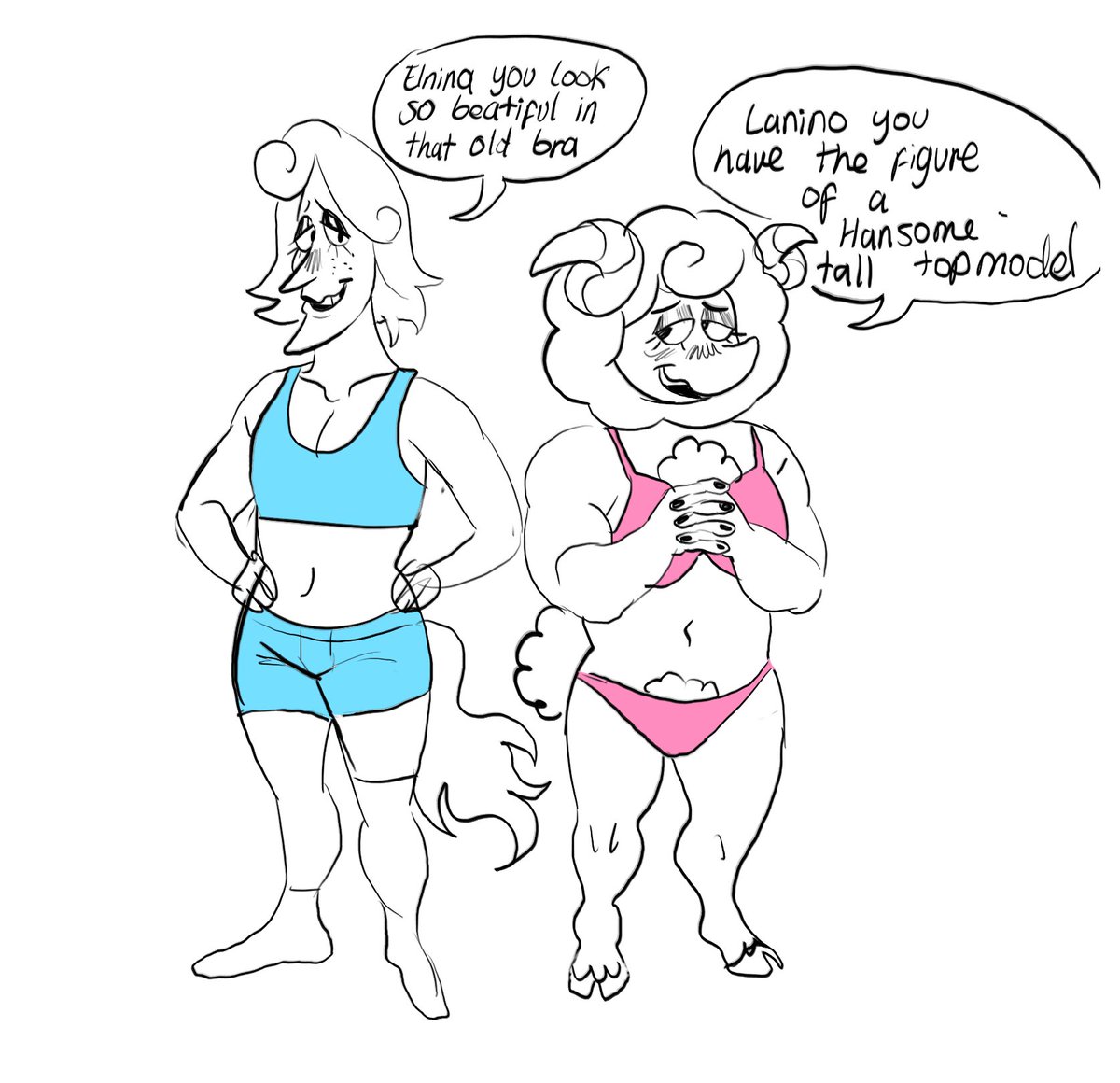 kaaranko's tweet image. Some Weather Duo Drawings dealing with gender dysphoria
#deltarune #weatherduo #lanino #elnina