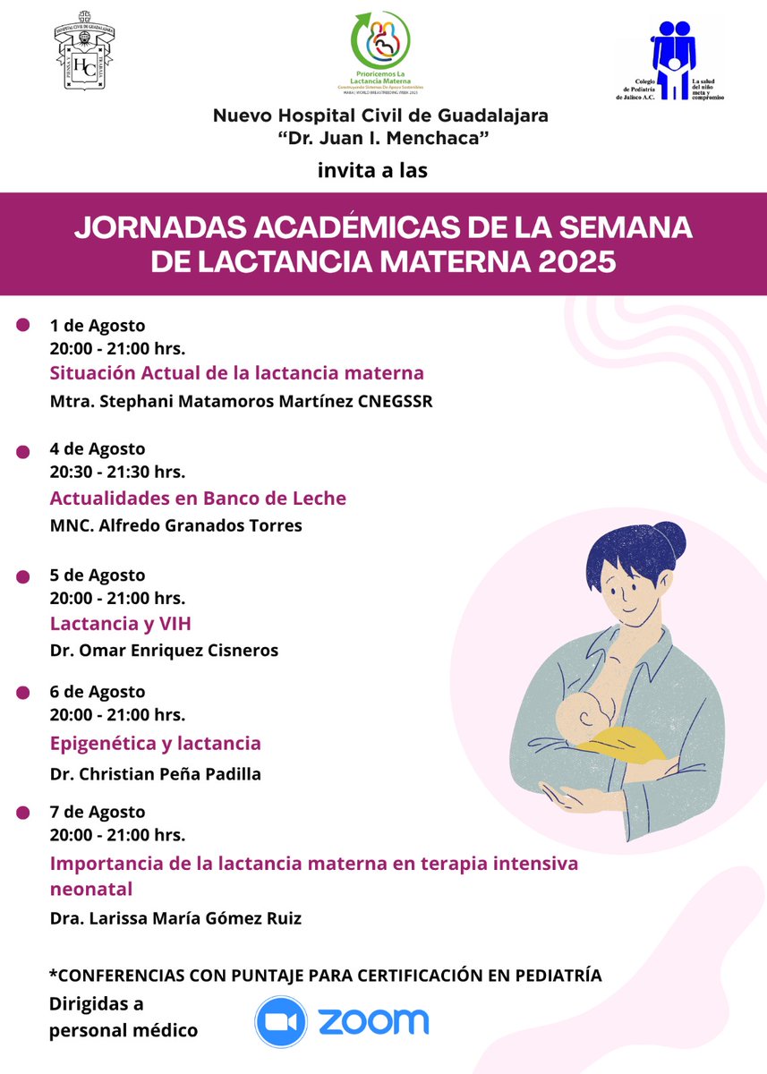 A propósito de la Semana Mundial de la Lactancia Materna 2025 que sucederán del 1 al 7 de agosto, el Nuevo Hospital Civil de Guadalajara, realizará una serie de actividades conmemorativas y sin costo para ti. Conócelas y participa