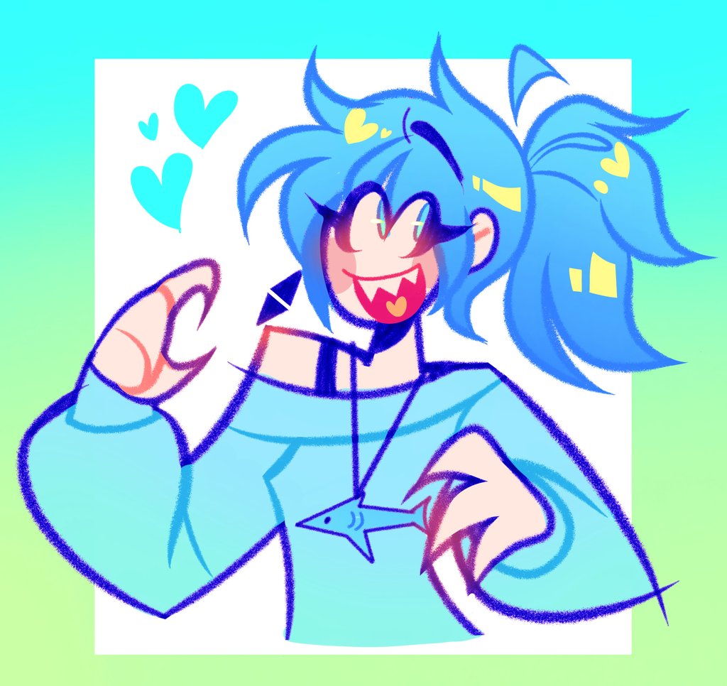 hatake_mic's tweet image. Art trade with @jang8sang7eo 🩵🦈