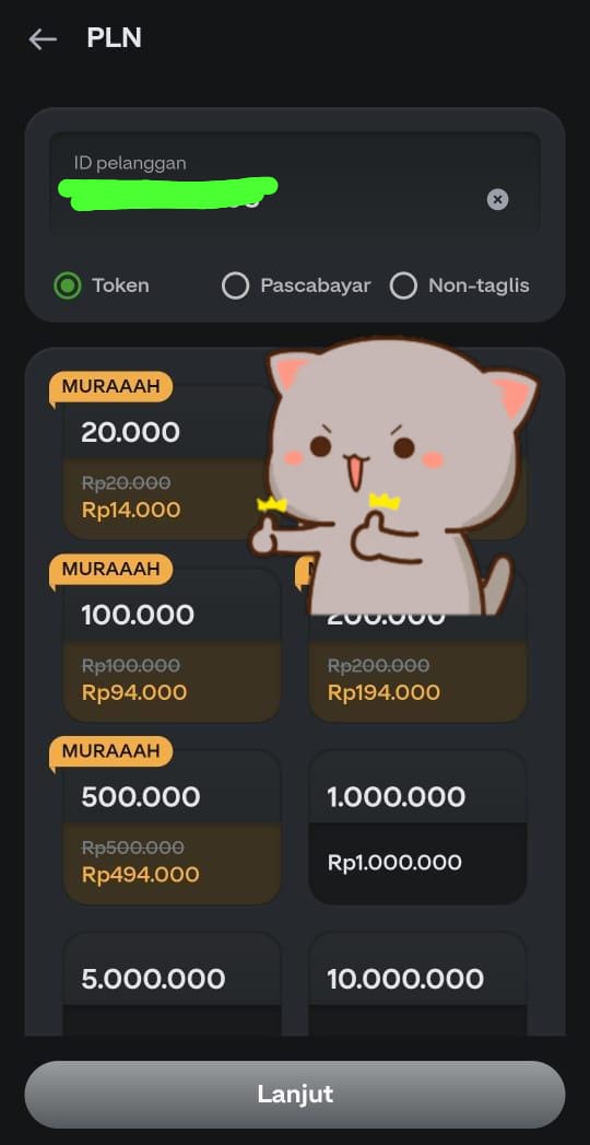 Bulan tua bukan alasan mati gaya.
Isi token PLN di aplikasi GoPay cuma 14 ribu buat nominal 20 ribu.
Lanjut nonton series tanpa jeda